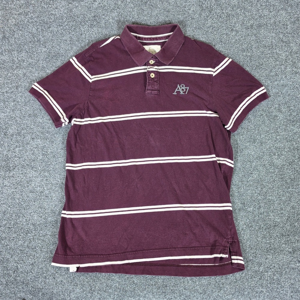 Y2K 2000s Aeropostale Mens XL Polo Shirt Maroon White Striped Short Sleeve A87